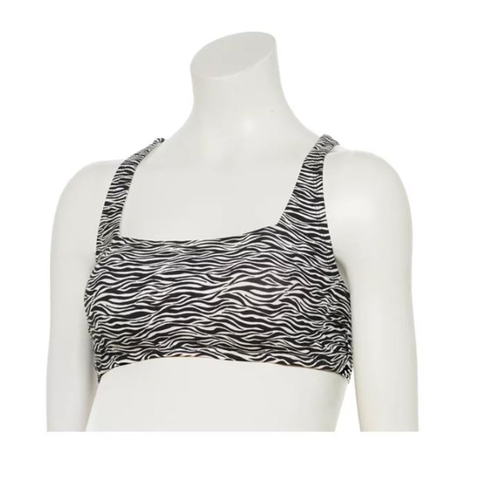 Maternity Beach Scene Zebra-Print Crop Bikini Top XL